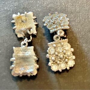 Vintage, Quality, Costume, Clip-on, Dangle Silver Earrings